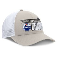 Edmonton Oilers Fanatics 2025 Conference Champions Adjustable Fit Cap Front_Angled_Right