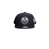 Edmonton Oilers Mitchell & Ness Darkness Logo Snapback Cap Front_Flat