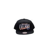 Edmonton Oilers Mitchell & Ness Line Work Snapback Cap Front_Flat