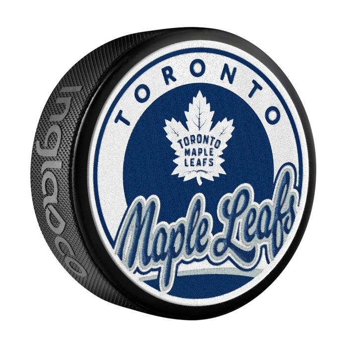 Toronto Maple Leafs In Glas Co Embroidered Patch Puck Front_Angled_Right