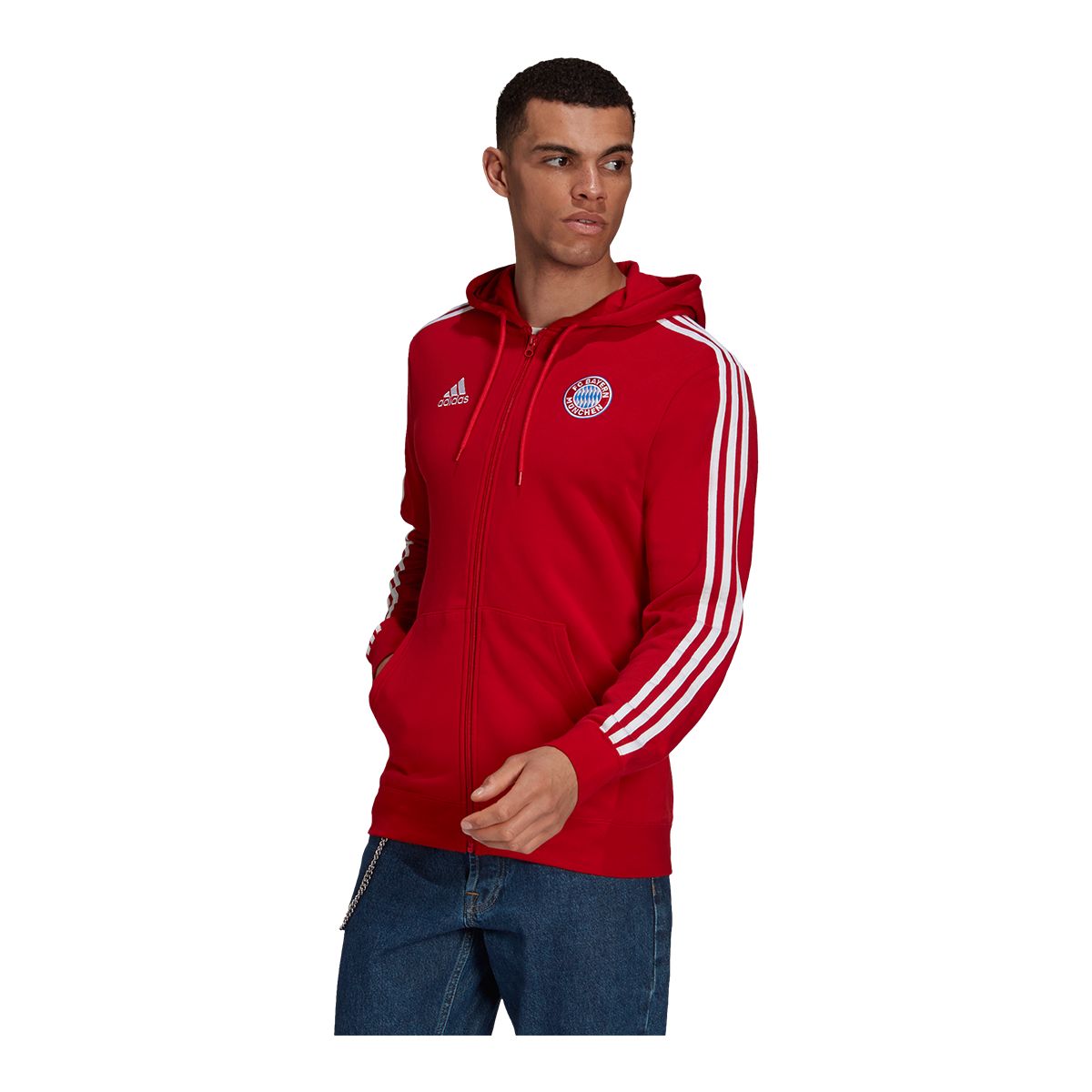 F.C. Bayern Munich adidas 3-Stripe Full Zip Hoodie