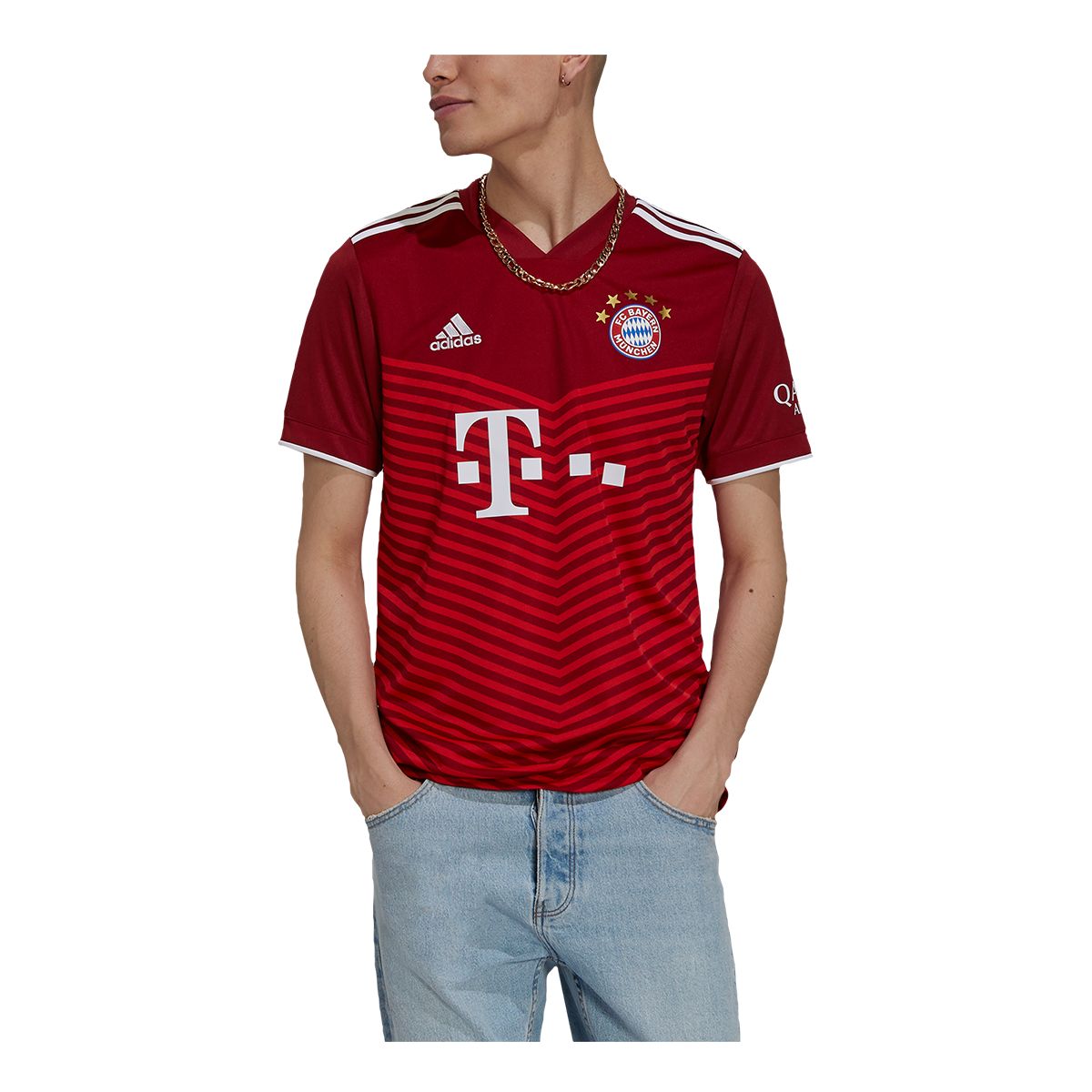 Bayern Munich 2021/22 adidas Men's Replica Soccer Jersey, Football