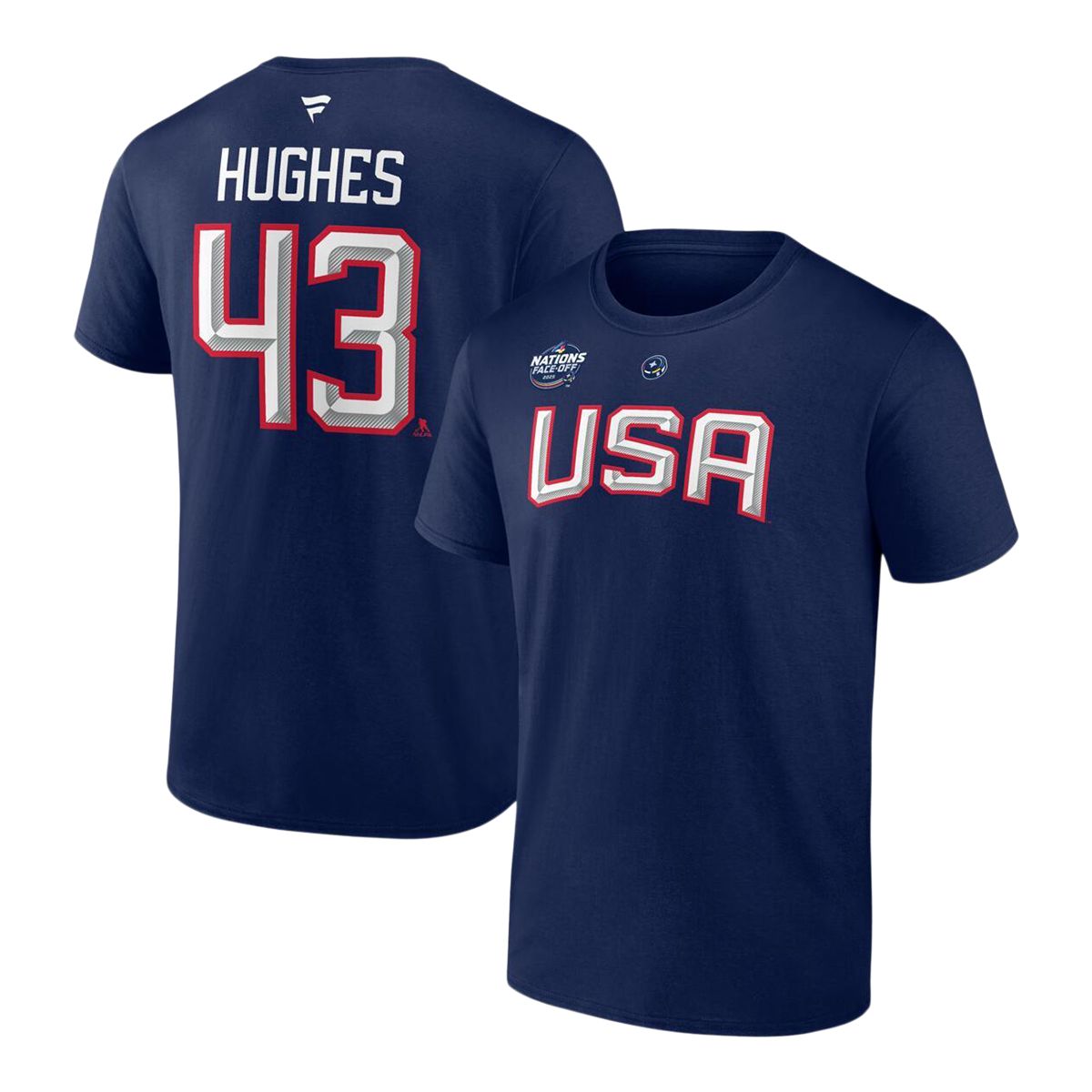USA Stacked 4 Nations Face-Off Hughes Player T Shirt