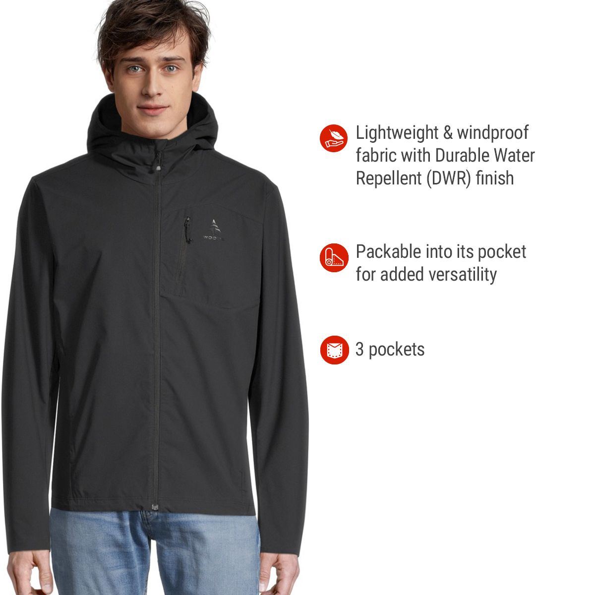 Woods Men's Roche Trek Wind Packable Jacket