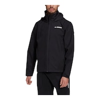 adidas Men's Terrex Multi RAIN.RDY Hooded Rain Jacket, Waterproof, Breathable, Shell Front_Flat