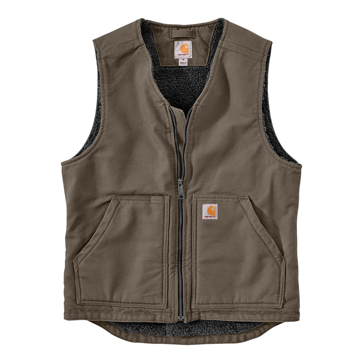 Image of Carhartt Men's Washed Duck Sherpa Lined Vest