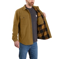 Carhartt Men's Rugged Flex Canvas Fleece Lined Durable Warm Jacket Front_Flat