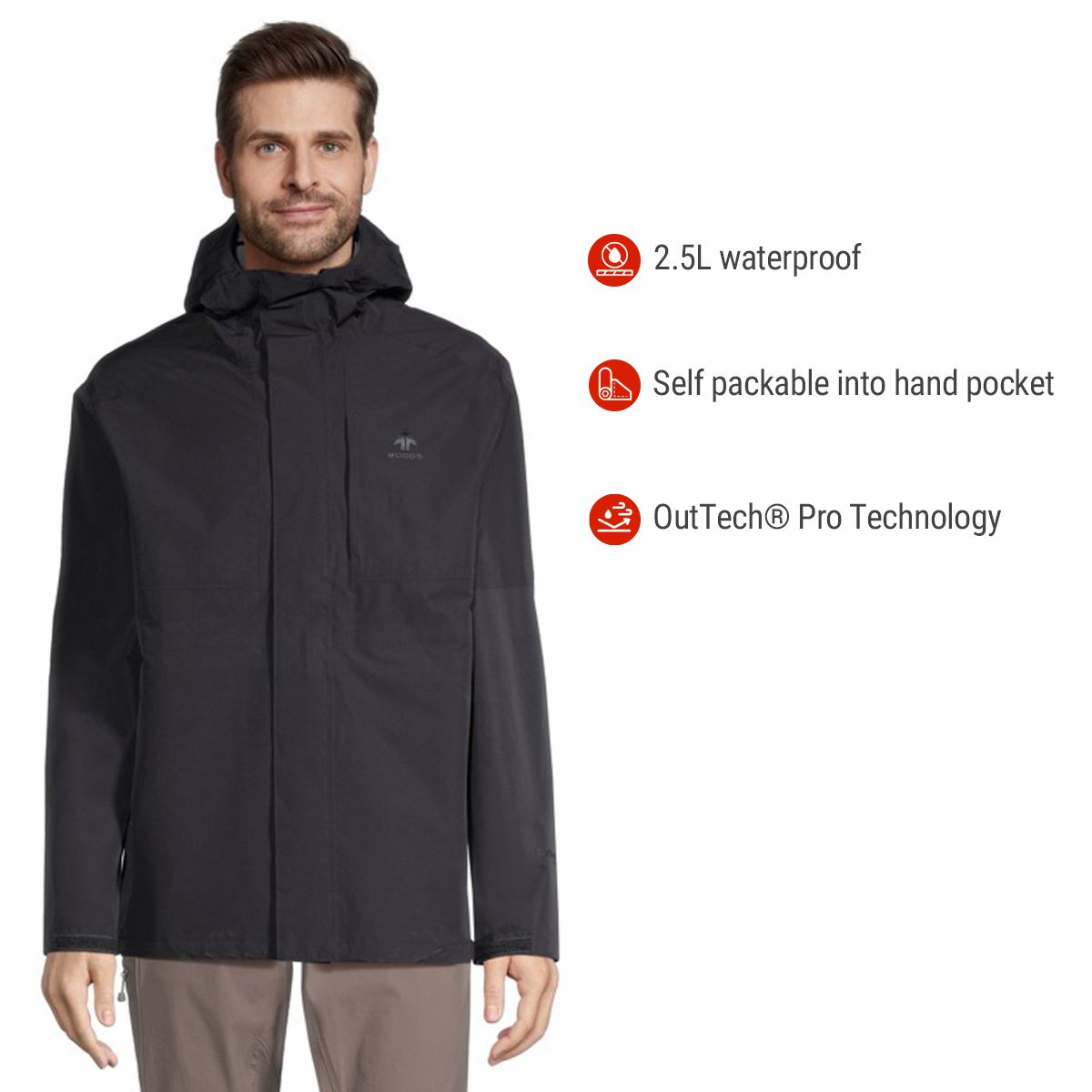 Woods Men's Tabor 2.5L Rain Jacket