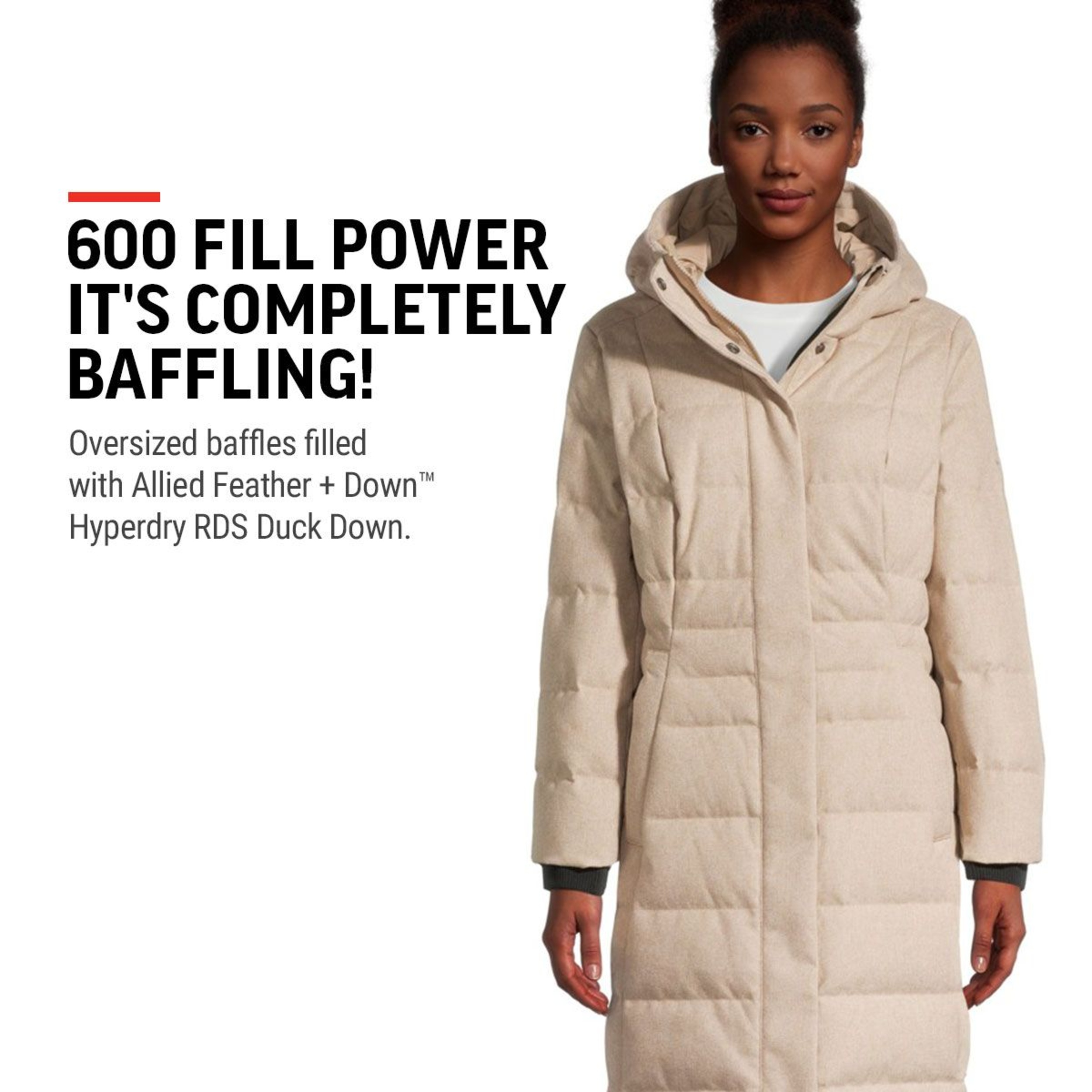 Woods Women's Lipsett Baffled Winter Jacket, Long, Insulated Down ...