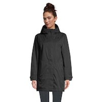 Woods Women's Monolith 2L Mid-Length Hooded Rain Jacket Front_Flat
