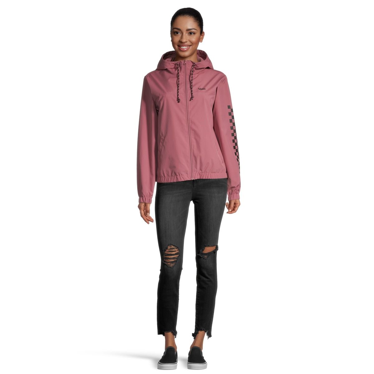 Vans Women's Kastle Check Me Jacket Hooded Windbreaker Jacket