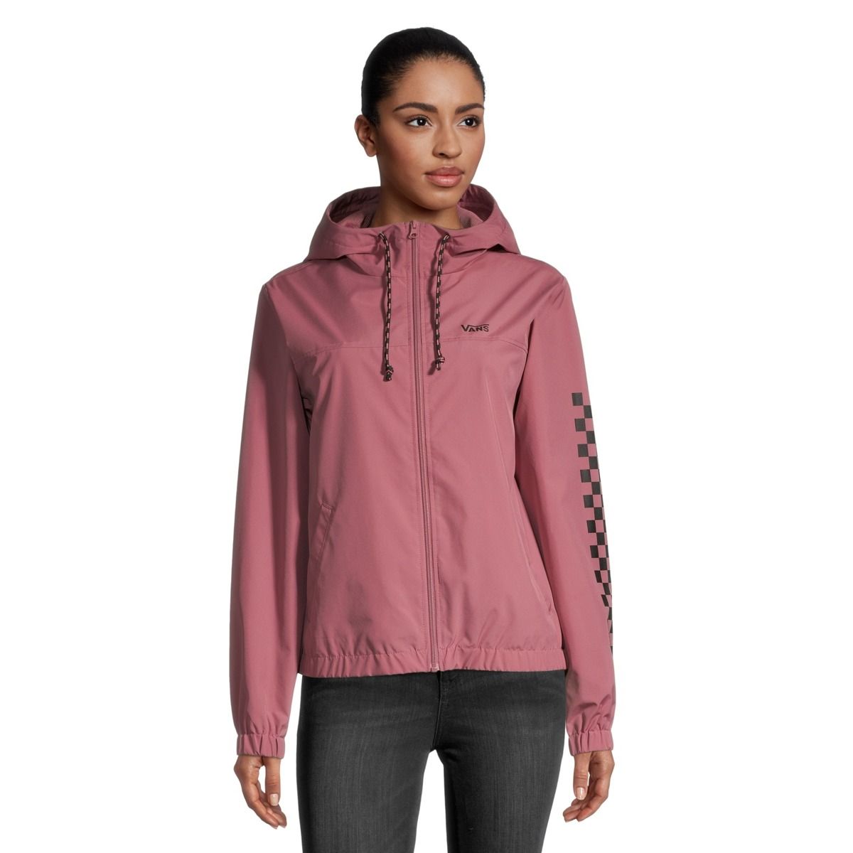 Vans Women's Kastle Check Me Jacket Hooded Windbreaker Jacket