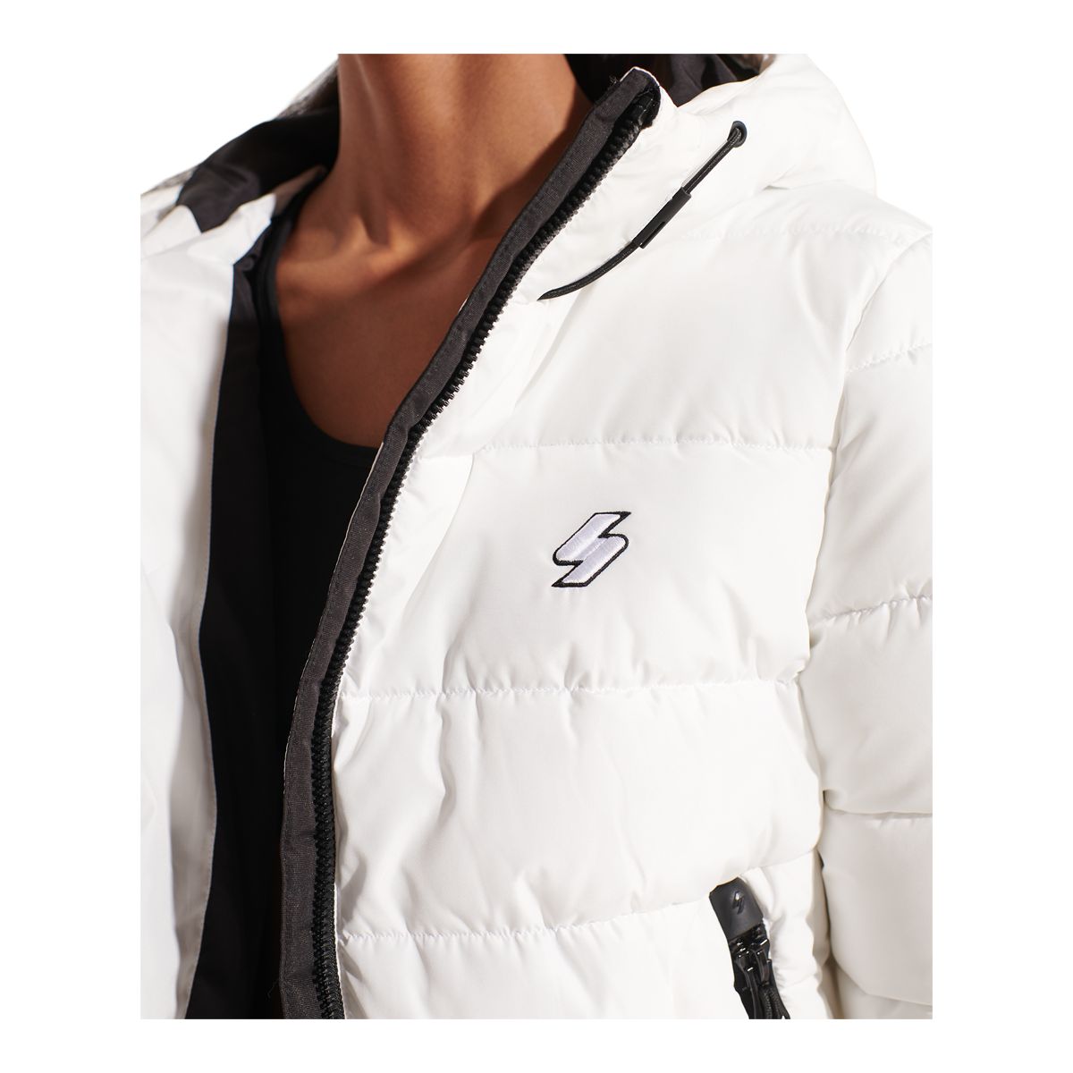 Superdry Women's Spirit Sports Puffer Winter Jacket, Short, Insulated Synthetic, Hooded