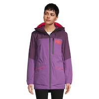 Helly Hansen Women's Powchaser Lifaloft Winter Ski Jacket, Insulated, Hooded, Waterproof Front_Flat