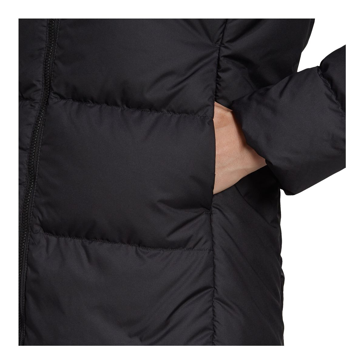 adidas Women's Essentials Mid Winter Jacket, Long, Insulated Synthetic, Hooded