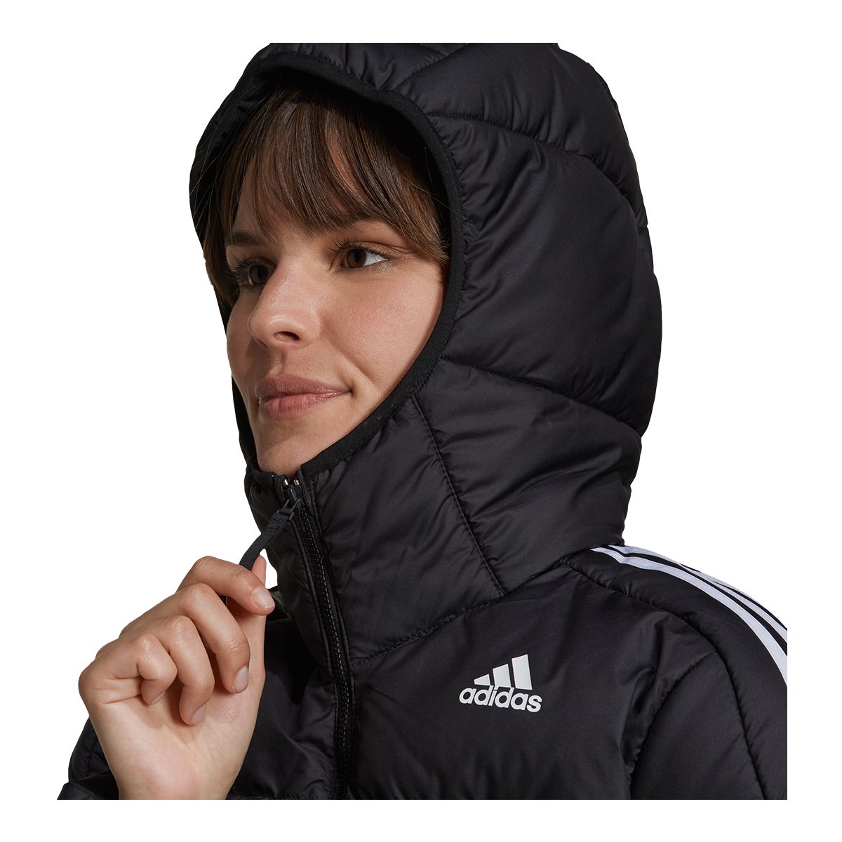 adidas Women's Essentials Mid Winter Jacket, Long, Insulated Synthetic, Hooded