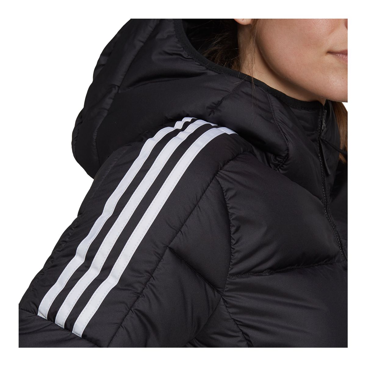 adidas Women's Essentials Mid Winter Jacket, Long, Insulated Synthetic, Hooded