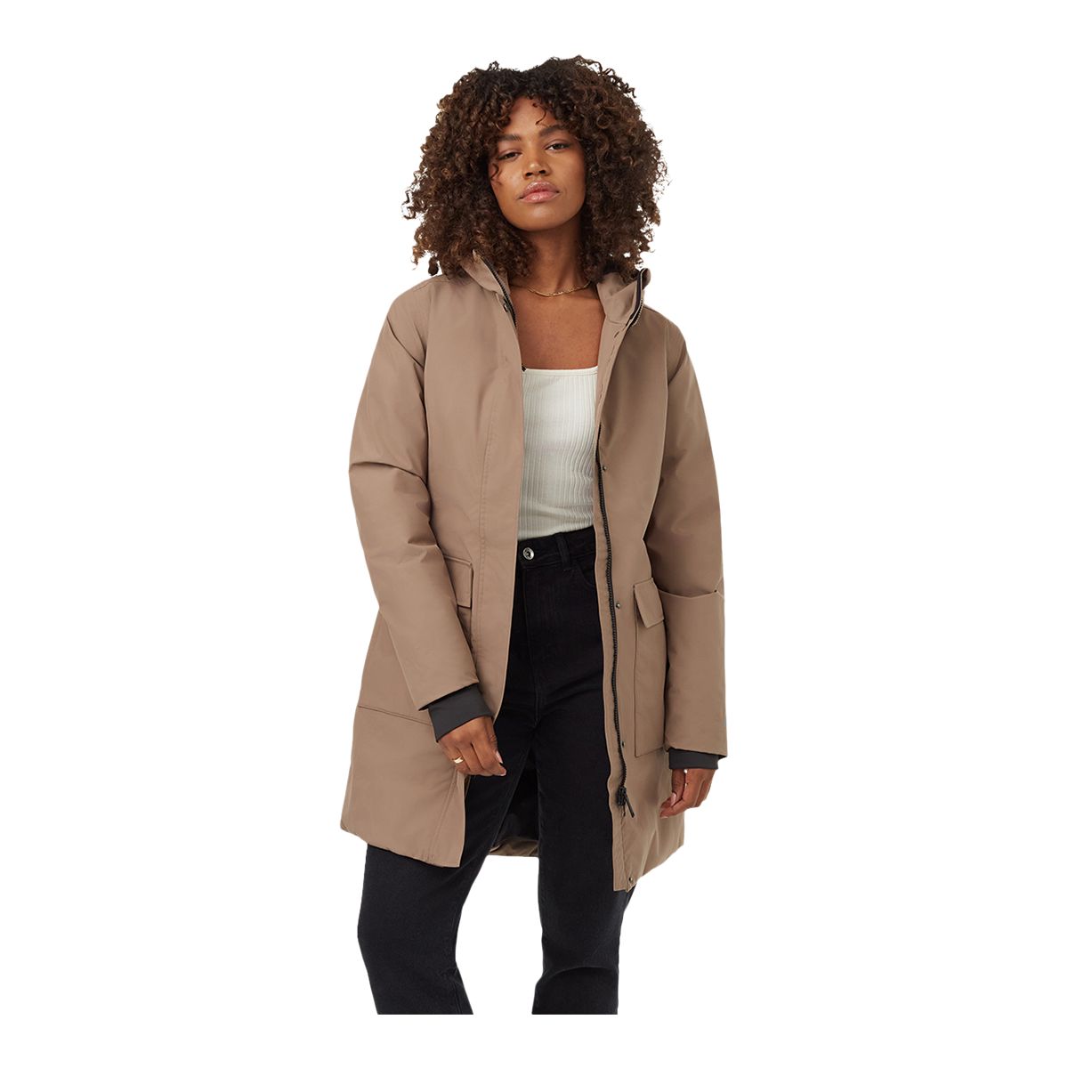 Parka coat with on sale belt