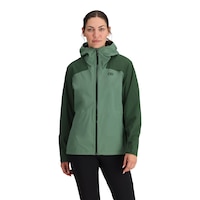 Outdoor Research Women's Stratoburst Stretch Rain Jacket Front_Flat