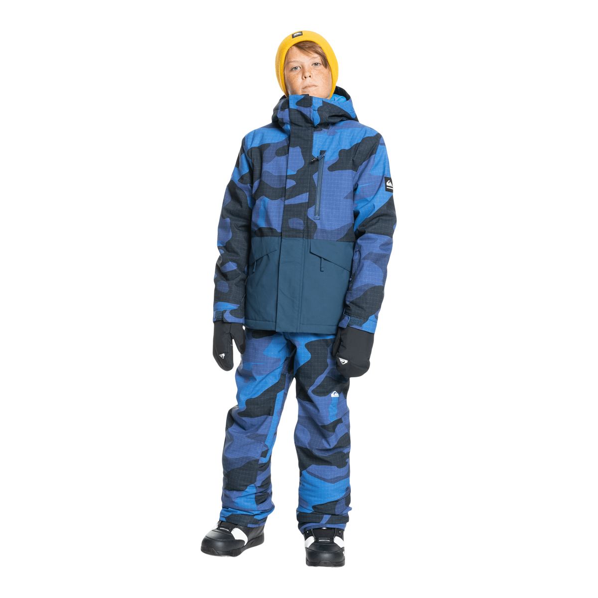 Quiksilver Boys' Mission Printed Block Winter Jacket, Kids', Ski, Insulated, Waterproof, Hooded