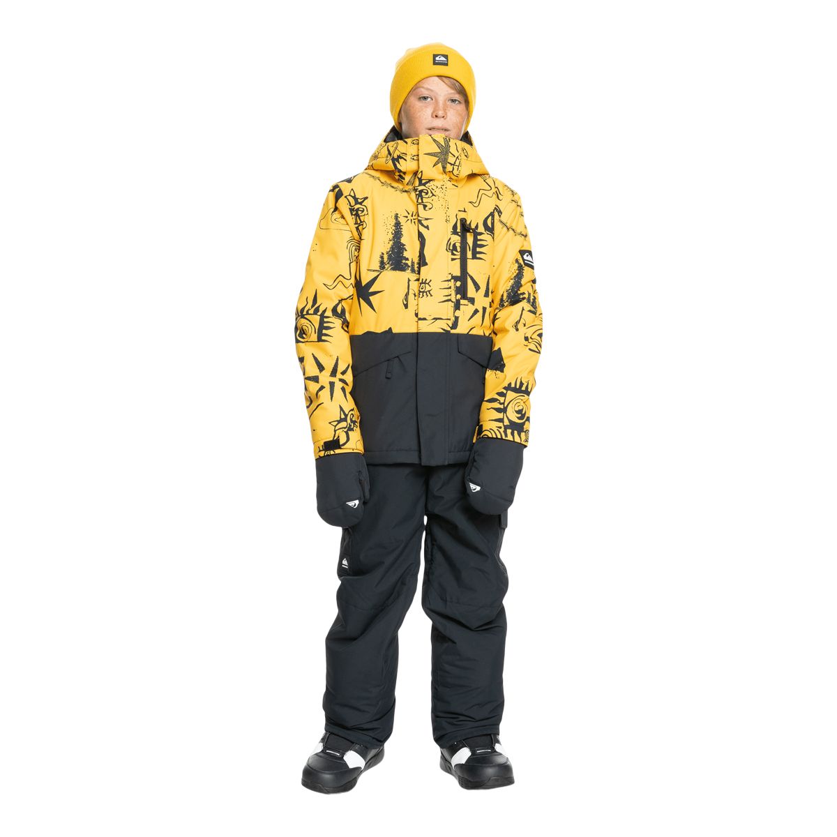 Quiksilver Boys' Mission Printed Block Winter Jacket, Kids', Ski, Insulated, Waterproof, Hooded