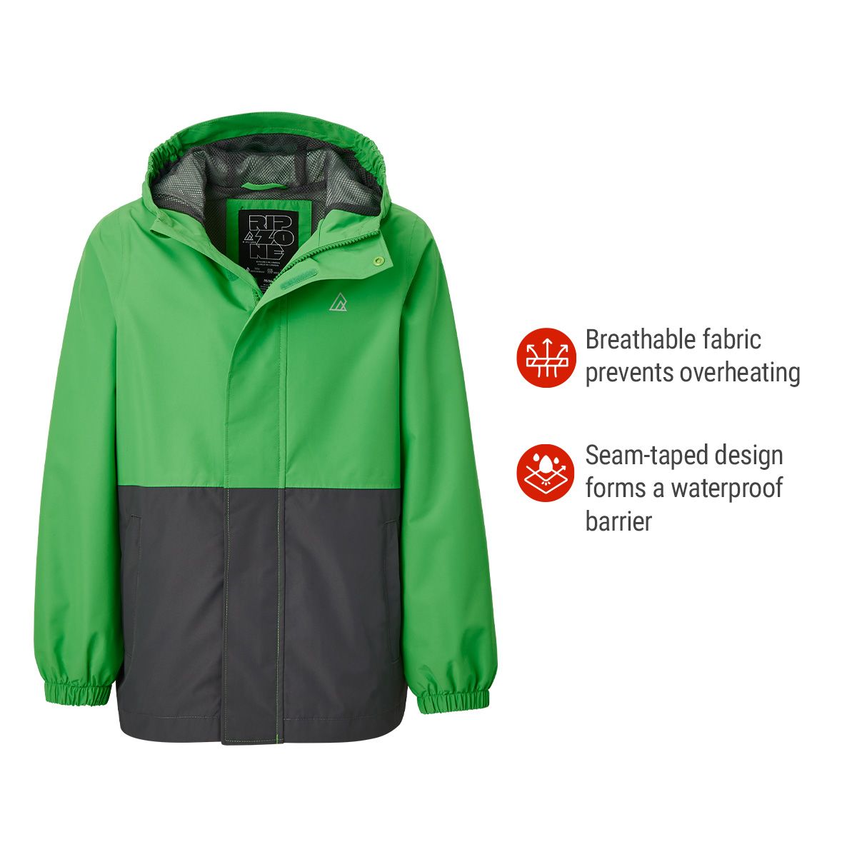Ripzone Boys' Thunder 2.0 Rain Jacket