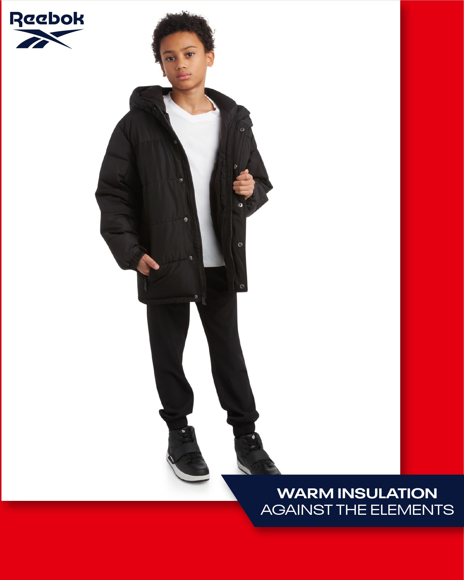 Reebok Boys' Puffer Blocked Jacket