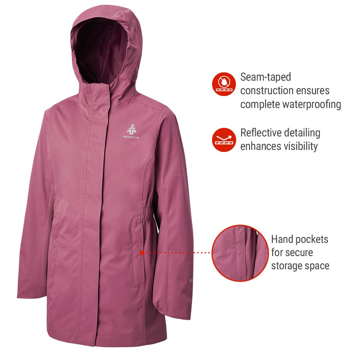 Woods Girls' Monolith II 2L Rain Jacket