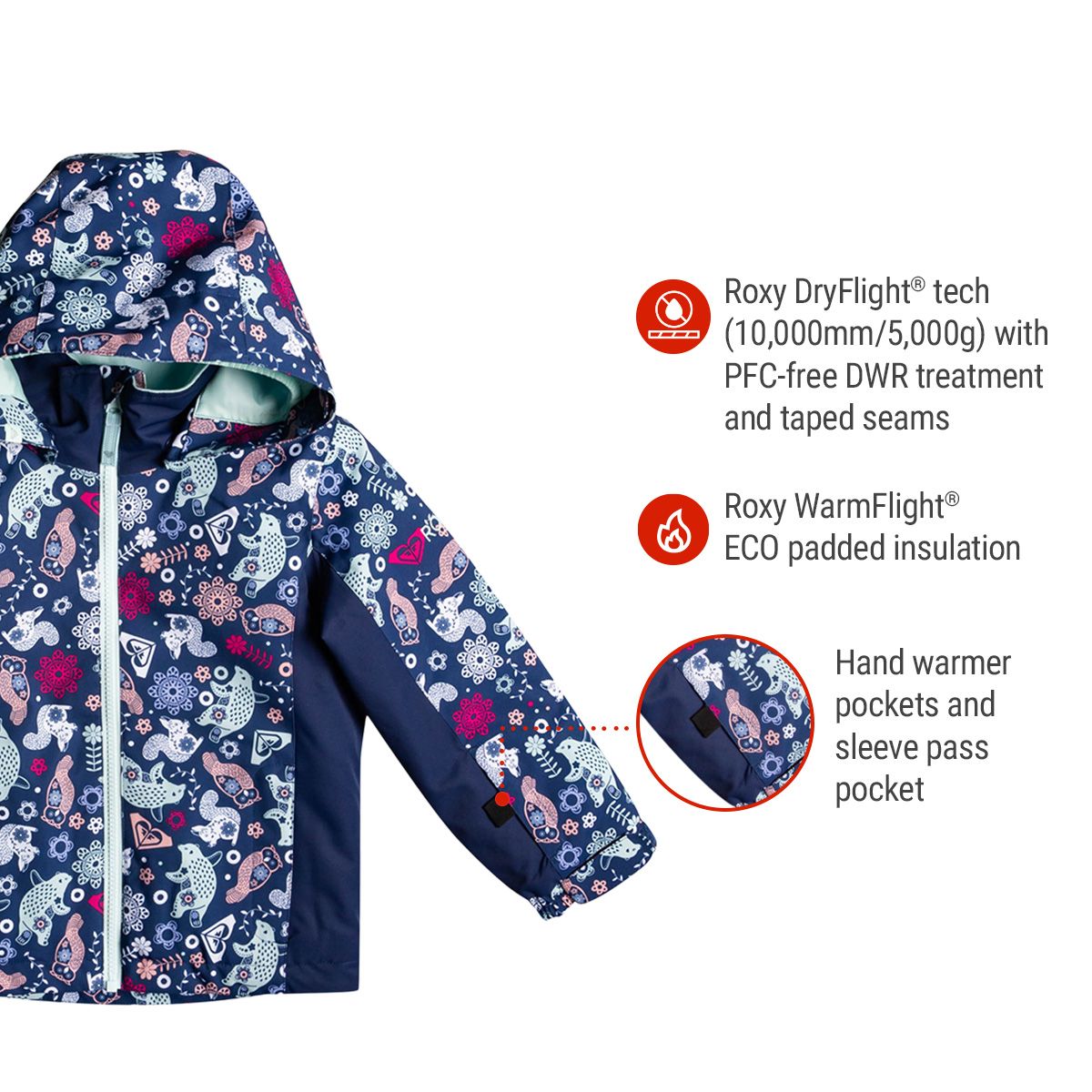 Roxy Toddler Girls' Snowy Tale Insulated Jacket