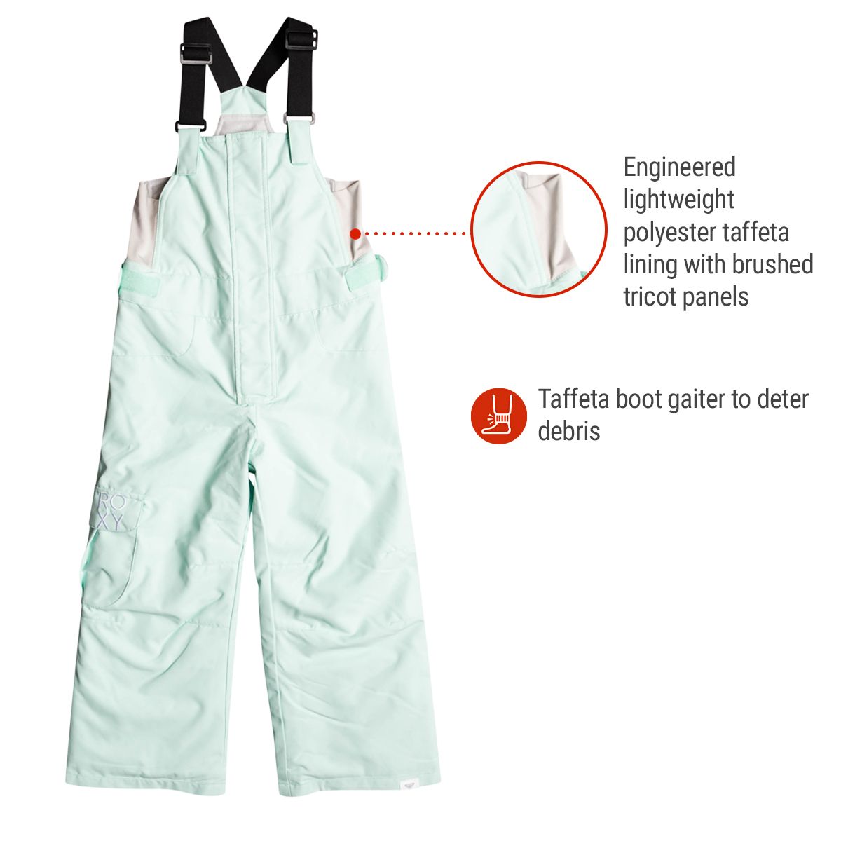 Roxy Kids' Toddler Lola Bib Snow Pants, Girls', Winter, Insulated
