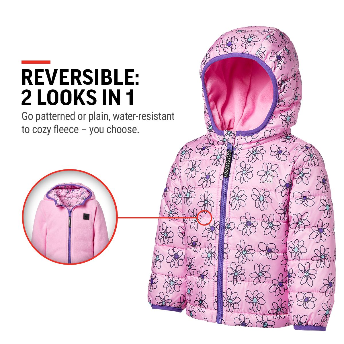 Ripzone Infant Girls' Turtle Reversible Jacket