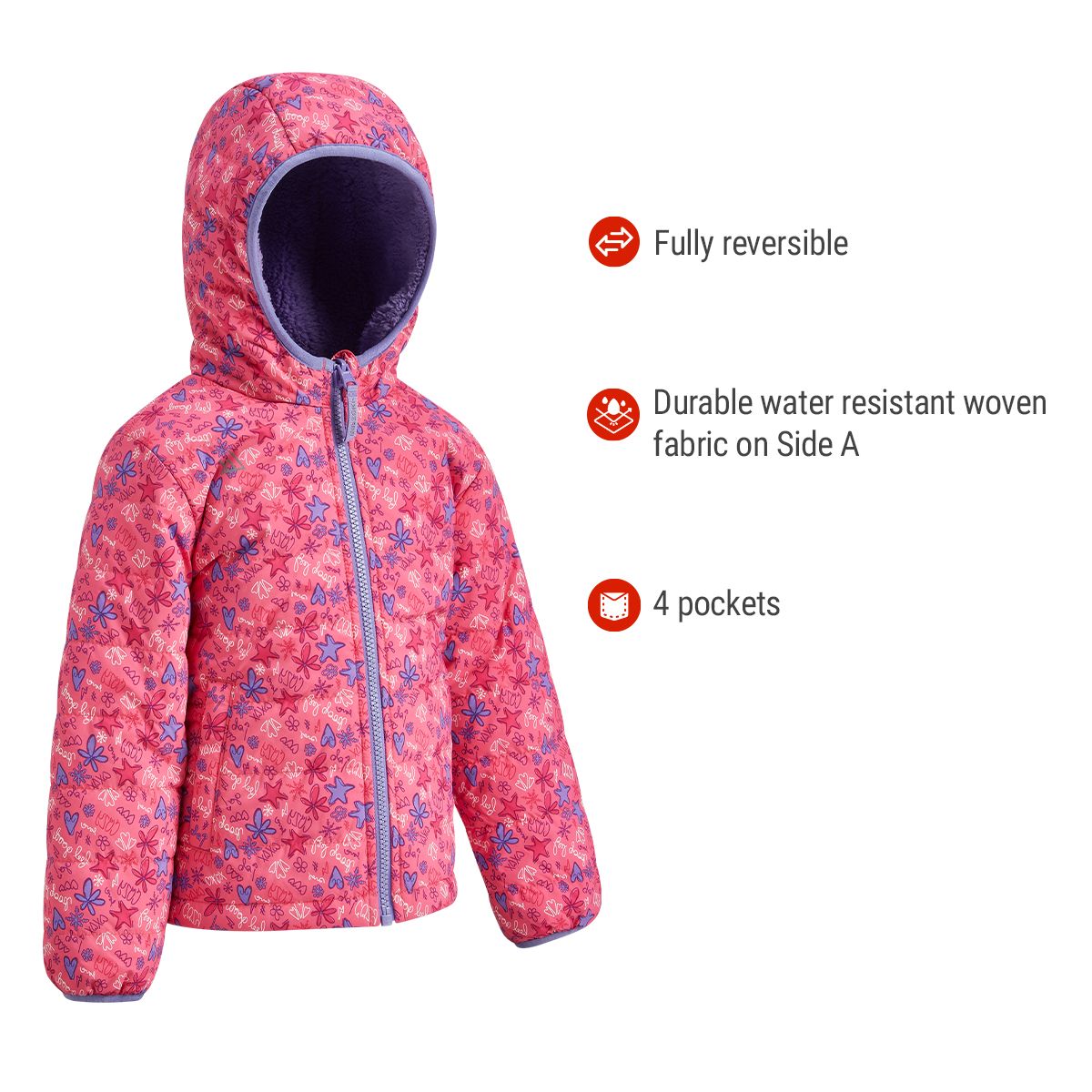 Ripzone Toddler Girls' 2-6 Ripley Reversible Insulated Jacket