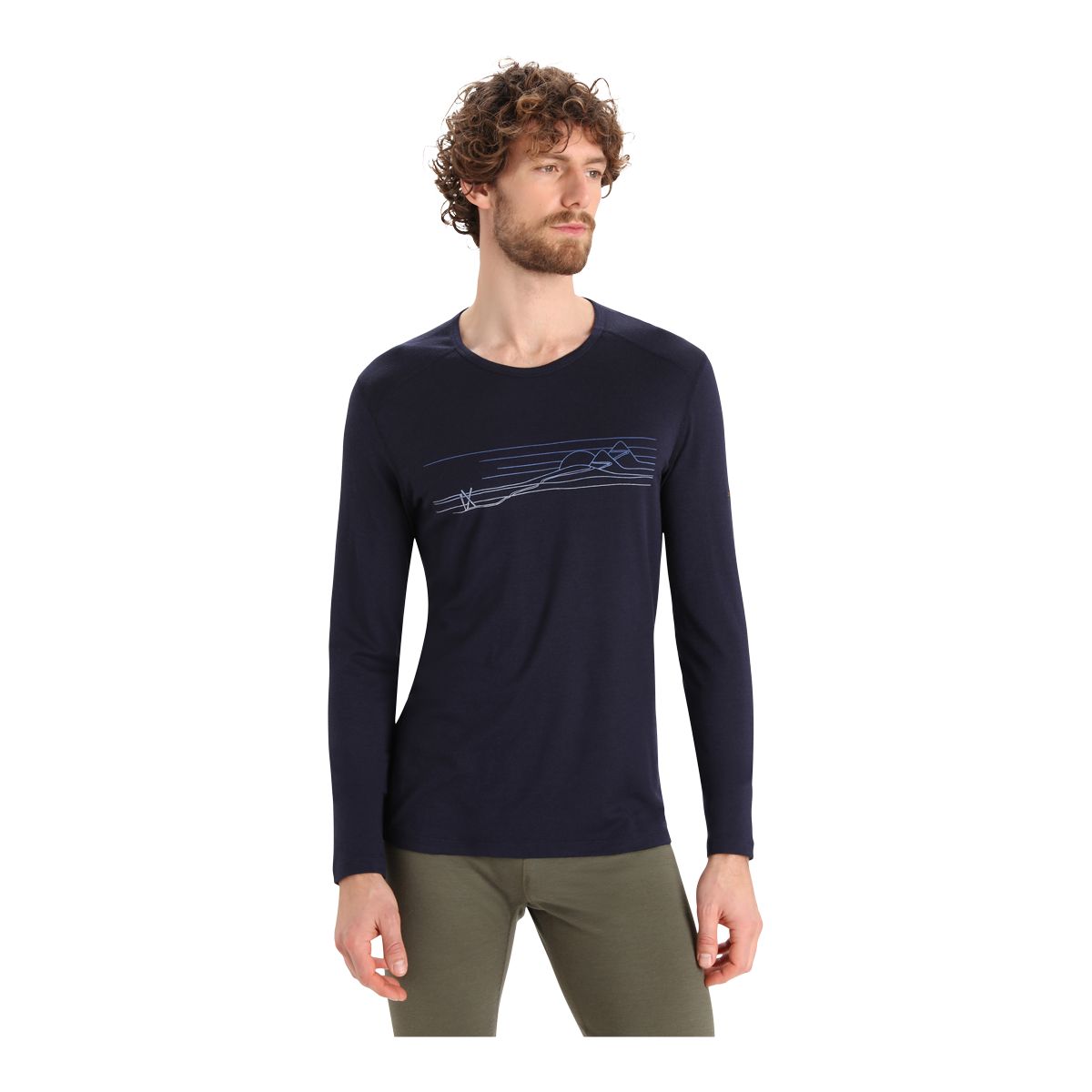 Icebreaker Men's 200 Oasis Ski Stripes Long Sleeve Crewe Top