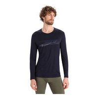 Icebreaker Men's 200 Oasis Ski Stripes Long Sleeve Crewe Top Front_Flat