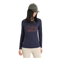 Icebreaker Women's Central Classic Sunset Long Sleeve T Shirt Front_Flat