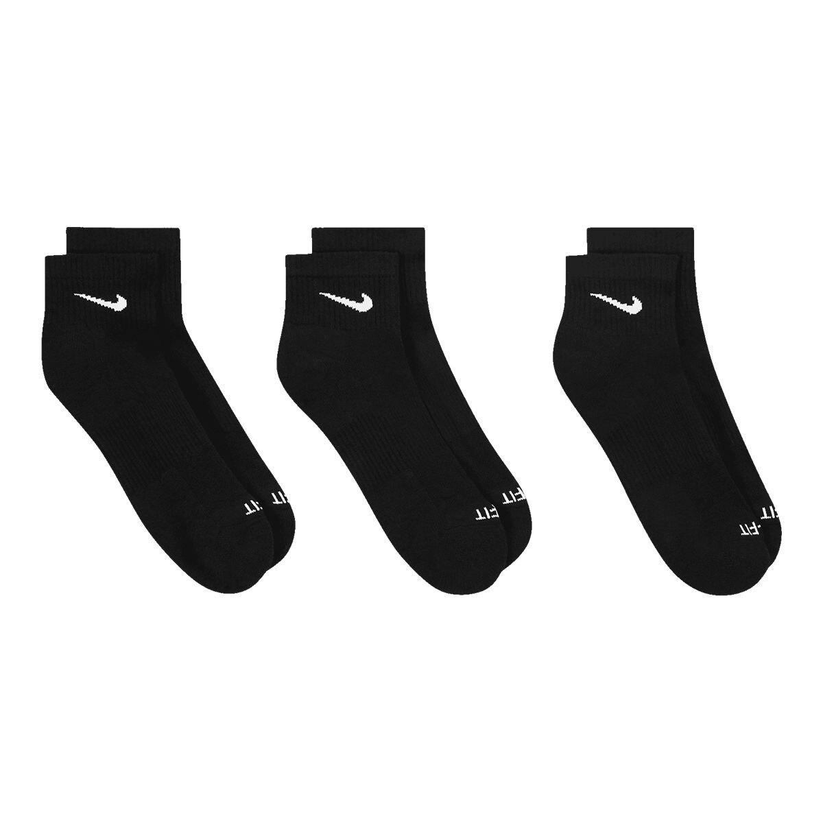 Nike Everyday Plus Quarter Socks, Breathable, 3-Pack