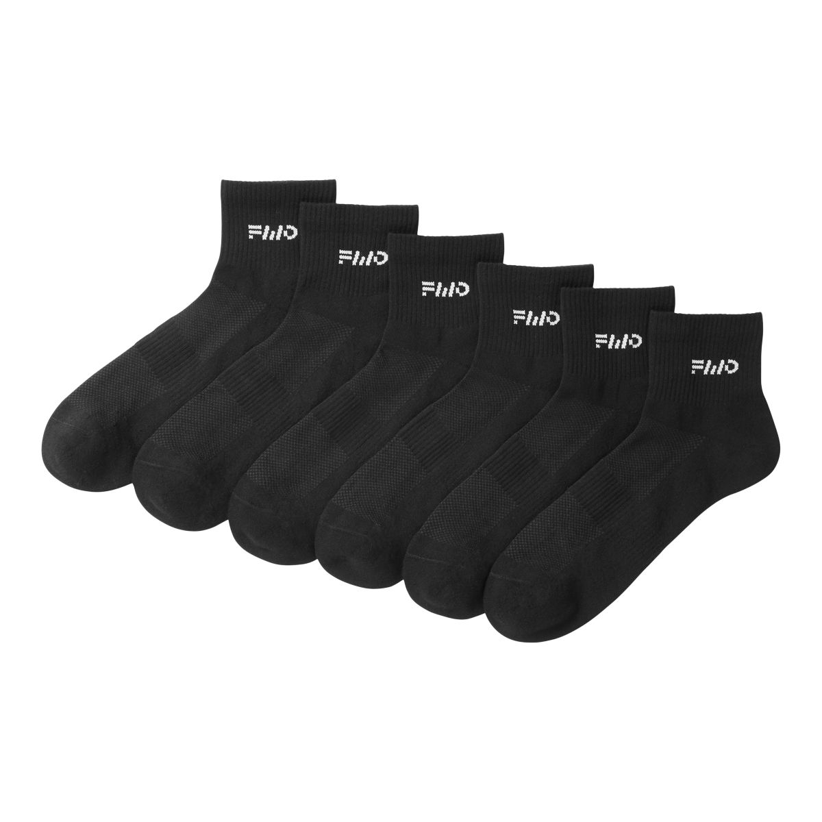 FWD Men's Mesh Quarter Socks, Moisture-Wicking, 6-Pack