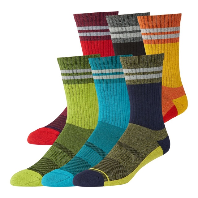 FWD Men's Performance Crew Socks, Arch Support, Breathable, 6Pack