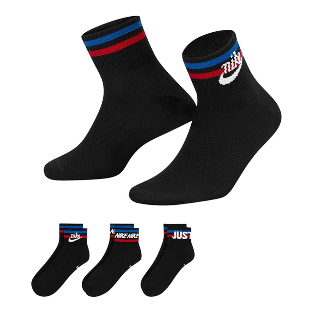 Nike Sportswear Men's Dri-FIT Ankle Socks Everyday Graphic, 3-Pack