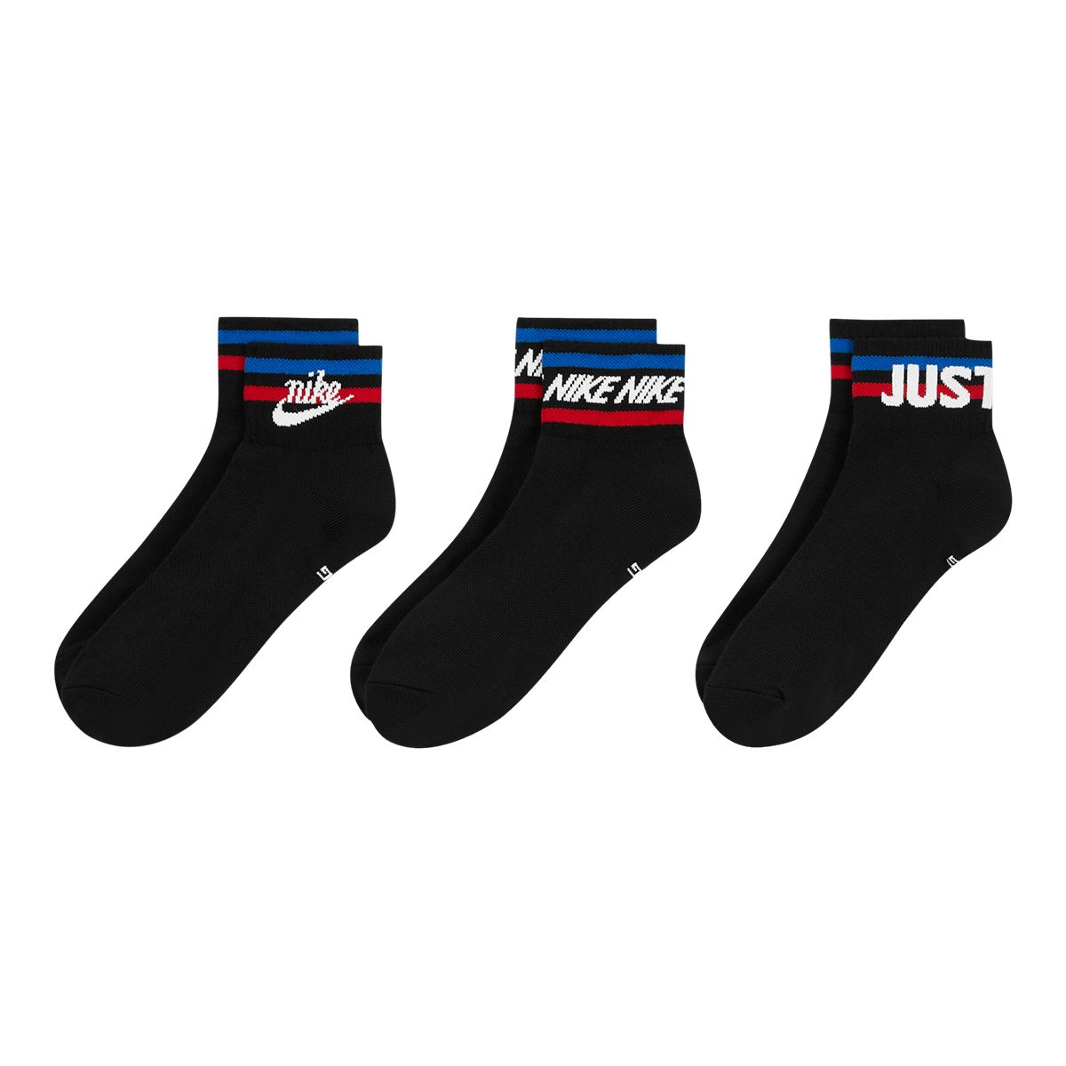 Nike Sportswear Men's Dri-FIT Ankle Socks Everyday Graphic, 3-Pack