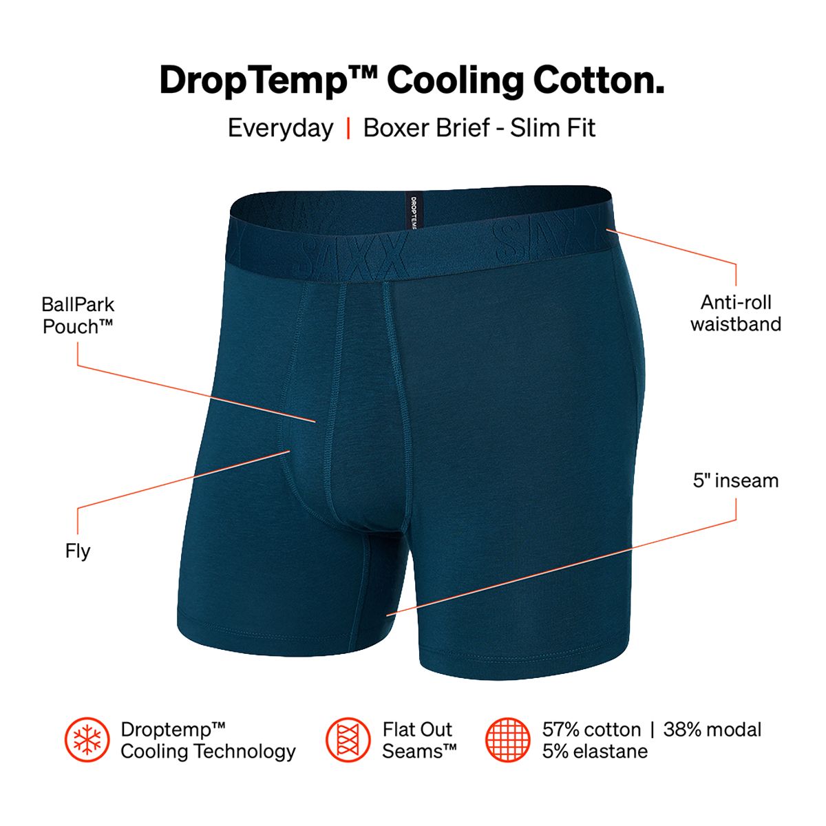 SAXX Men's DropTemp Cotton Boxer Brief