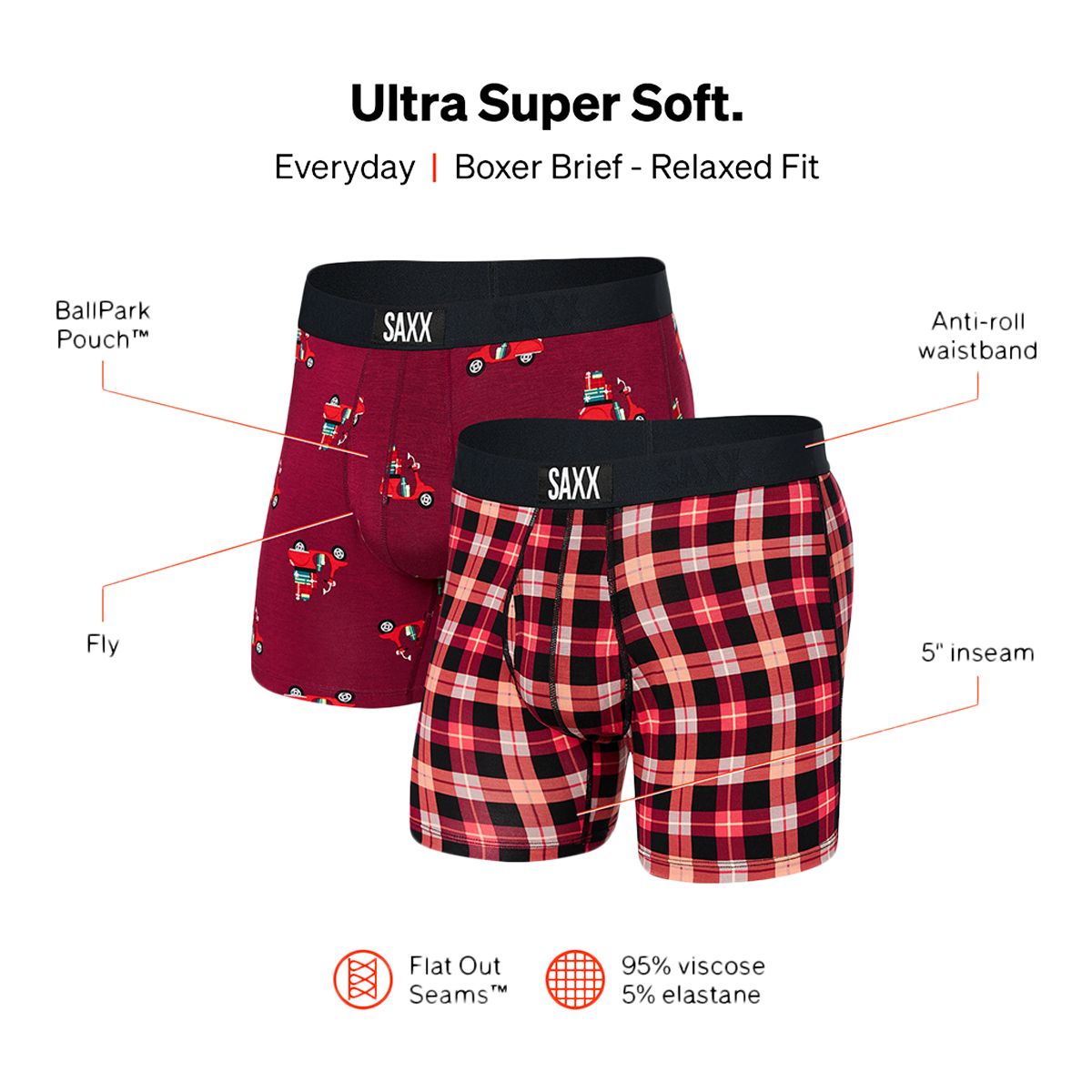 MEN'S SAXX ULTRA SUPER SOFT BOXER BRIEF DESIGN: What To Play- Black
