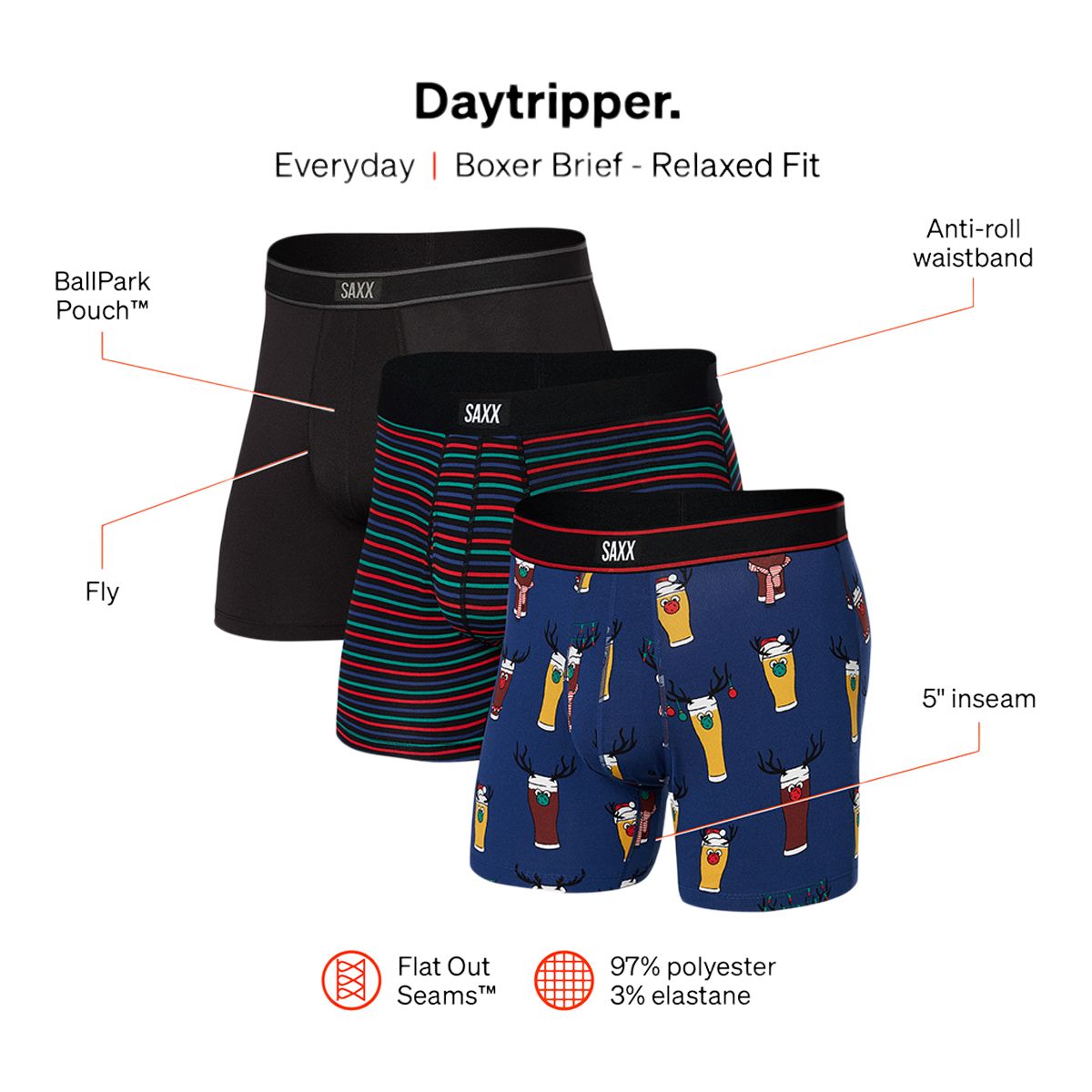 SAXX Men's 3 Pack Vibe Holiday Gift Box