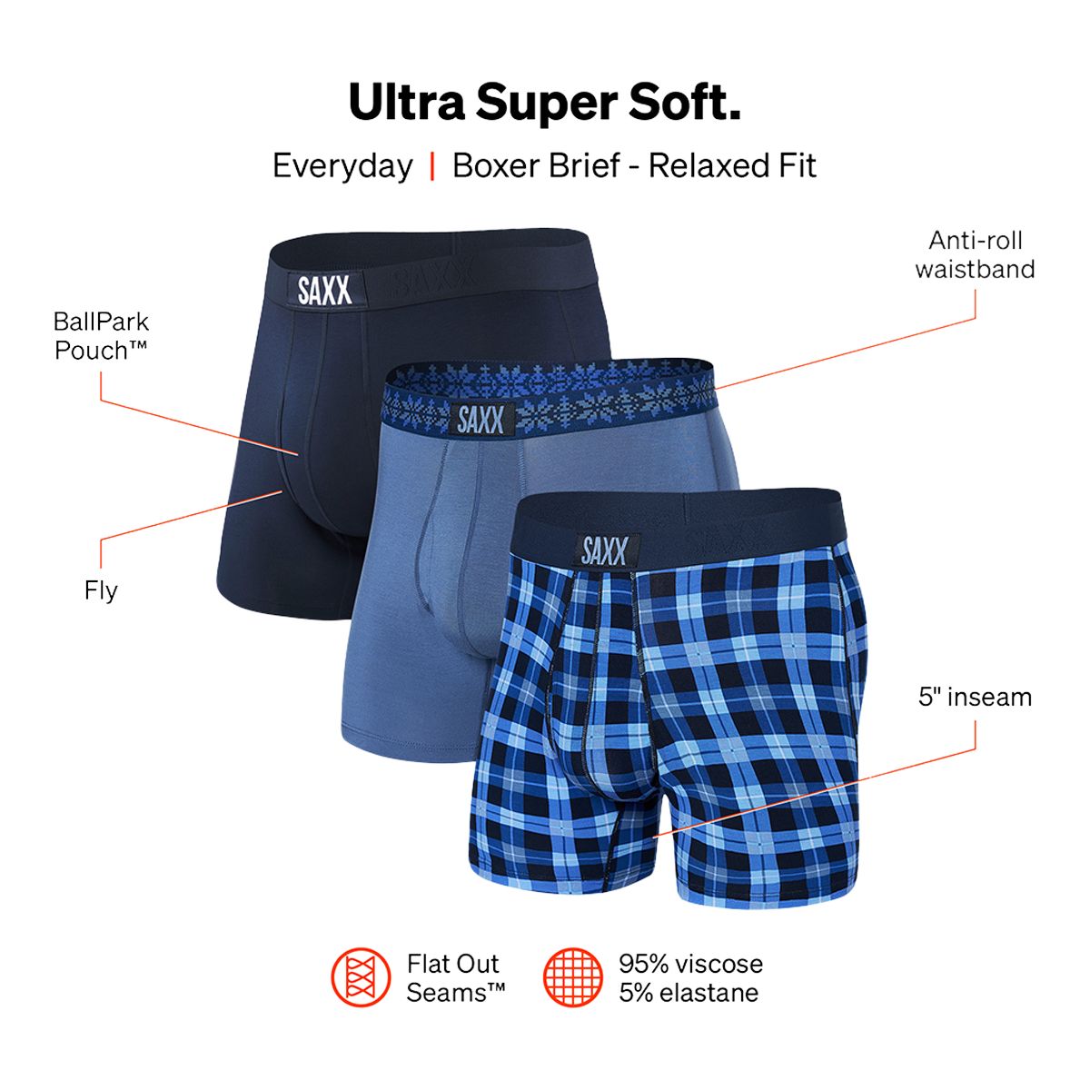 Saxx Men's Ultra Holiday Gift Box Boxer Brief - 3 Pack