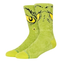 Stance Men's Holiday Da Da Dagrinch Fuzzy Crew Socks Front_Three_Fourths_Angled_Left