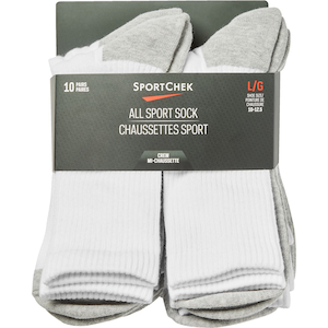 SportChek Men's All Sport Crew Socks - 10 Pack