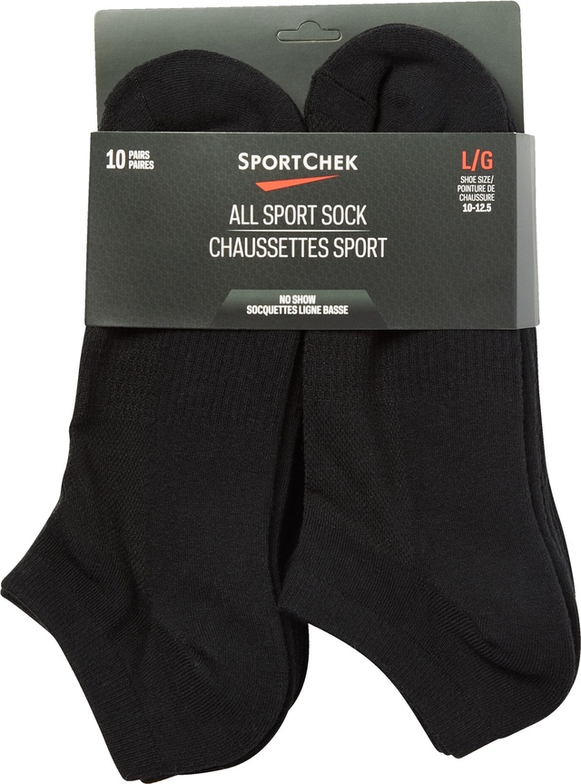 Sport Chek Men's All Sport No Show Socks, 10-Pack