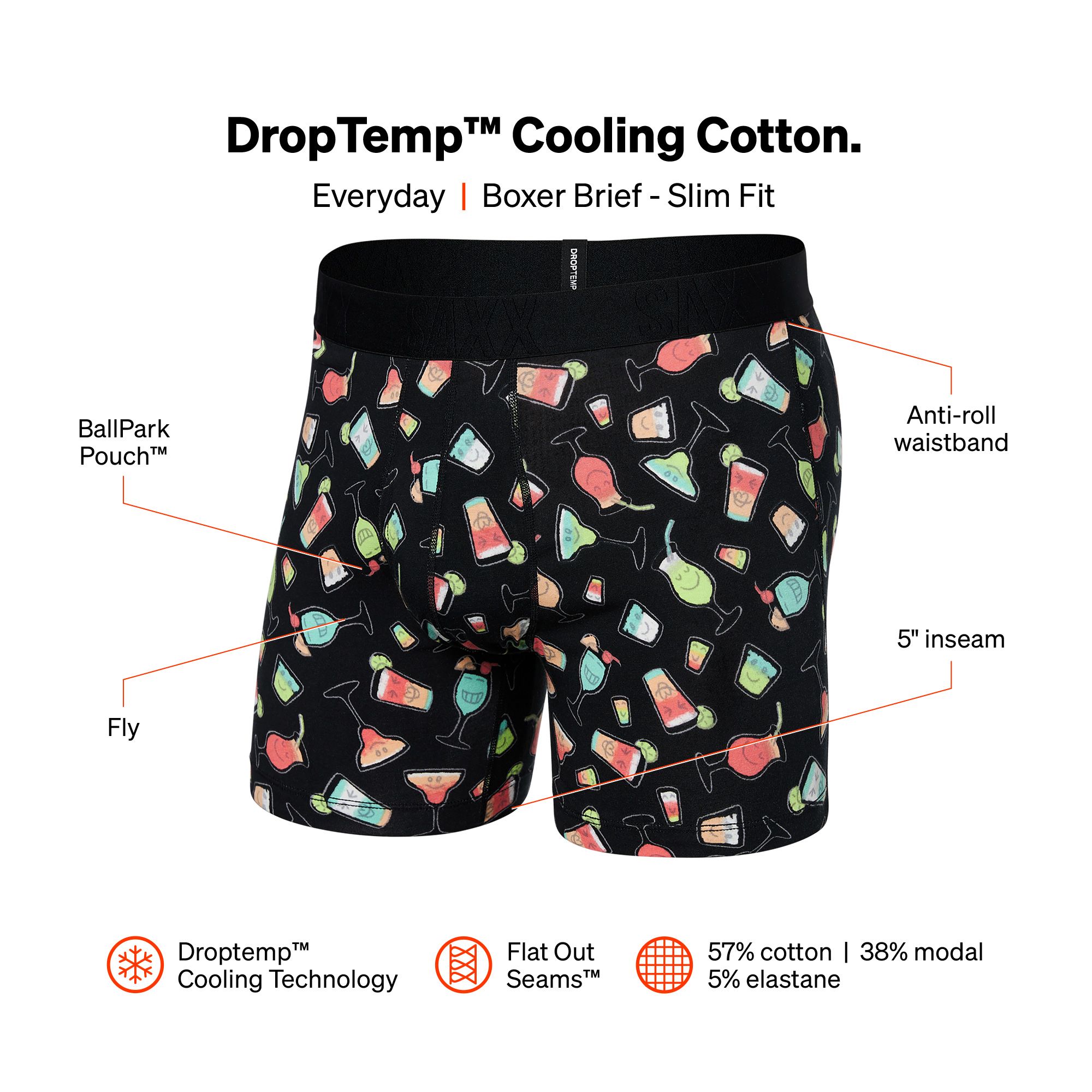 SAXX Dr Men's Droptemp Cooling Cotton Boxer Briefs