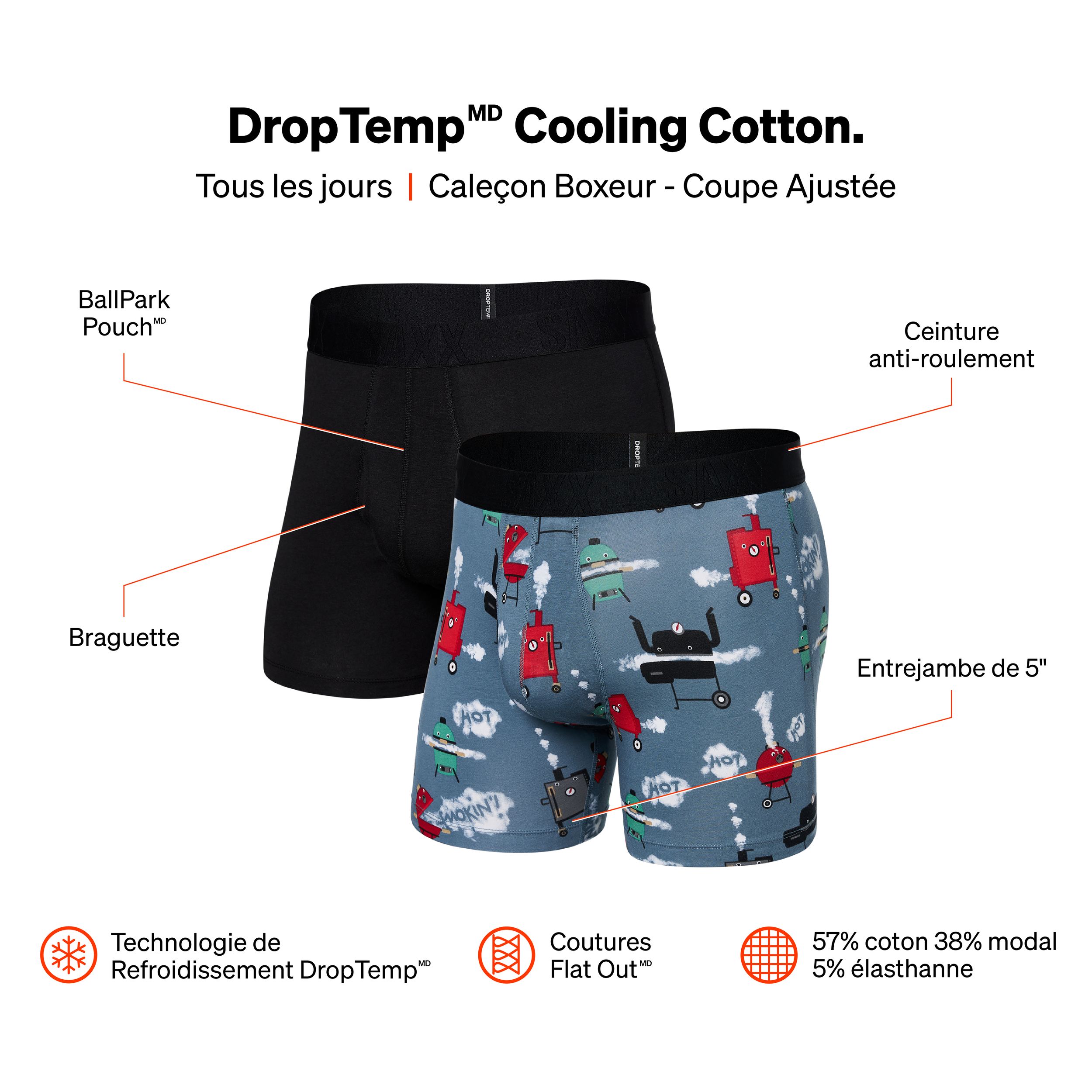 SAXX Men's Droptemp Cooling Boxer Shorts Front_Angled_Left