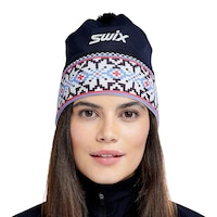 Swix Tista Print Beanie with Band Front_Flat